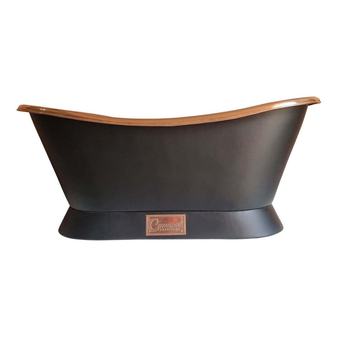 Slanting Base Copper Bathtub Full Black Exterior