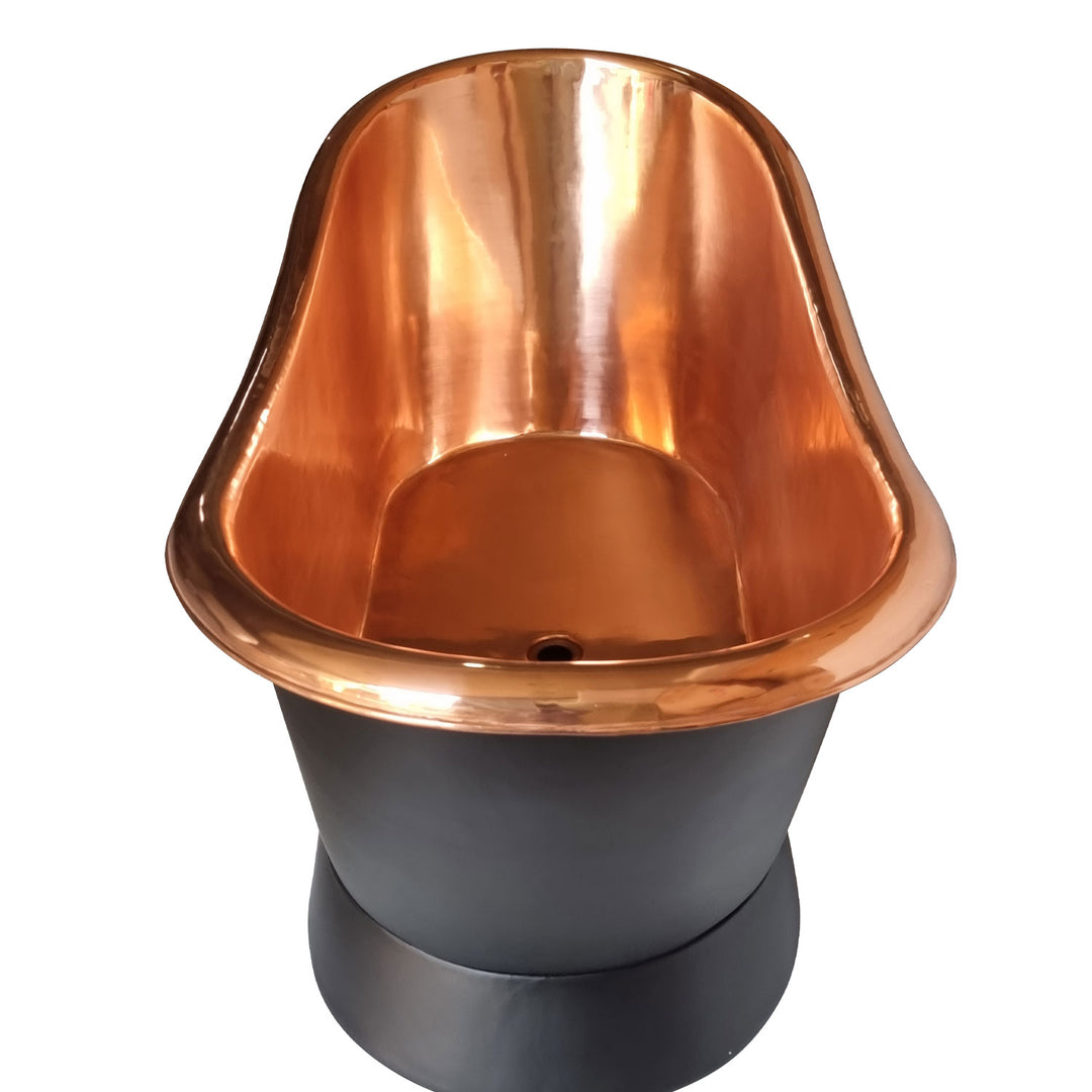 Slanting Base Copper Bathtub Full Black Exterior