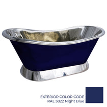 Slanting Base Copper Bathtub Nickel Inside & on Base RAL5022 Night Blue Outside