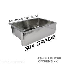 Stainless Steel Kitchen Sink Front Apron Hammered Single Bowl