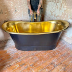 Load image into Gallery viewer, Straight Base Brass Bathtub Black Outside
