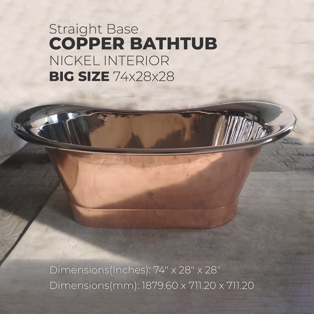 Straight Base Copper Bathtub Nickel Inside