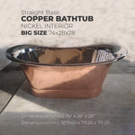 Load image into Gallery viewer, Straight Base Copper Bathtub Nickel Inside
