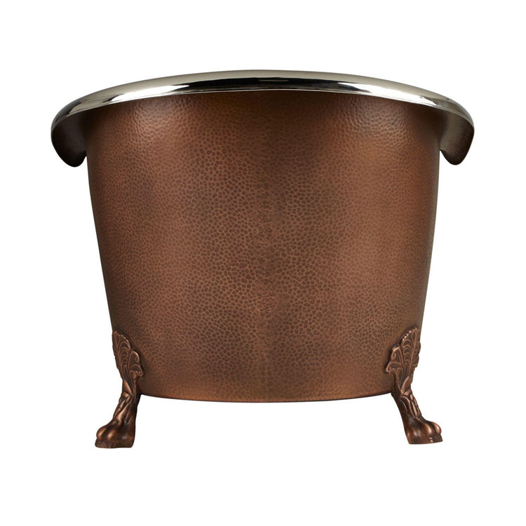 Copper Clawfoot Tub Nickel Interior Antique Hammered Copper Exterior Double Slipper