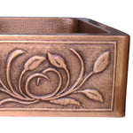 Load image into Gallery viewer, Double Bowl Petal Front Apron Copper Kitchen Sink
