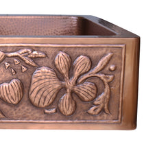 Double Bowl Sunflower Design Front Apron Copper Kitchen Sink