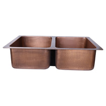 Double Bowl Sunflower Design Front Apron Copper Kitchen Sink