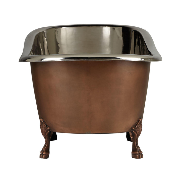 Copper Clawfoot Slipper Tub Nickel Interior