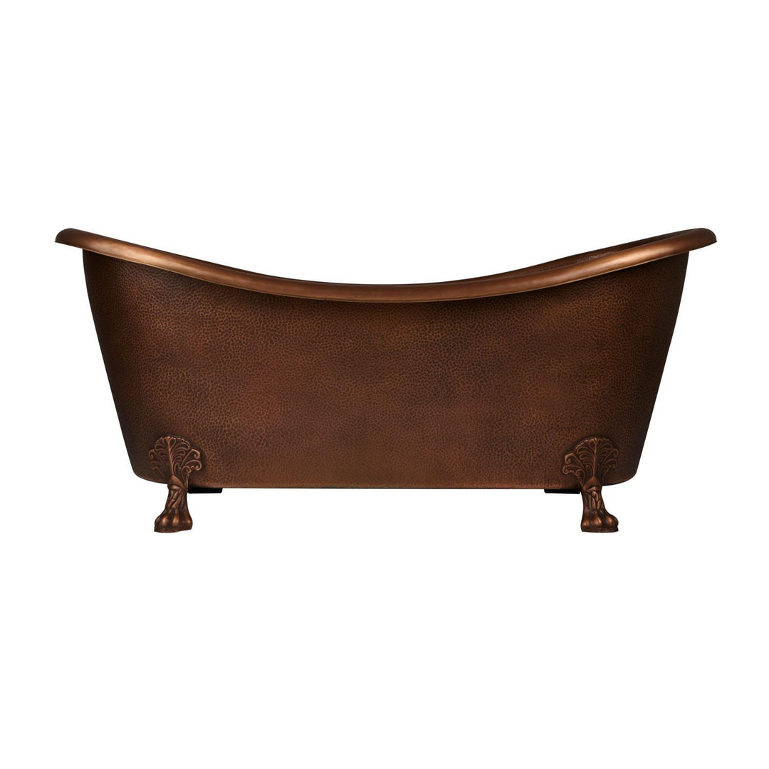Hammered Clawfoot Copper Double Slipper Tub