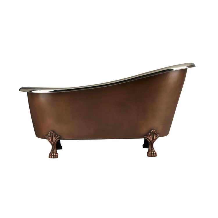 Copper Clawfoot Slipper Tub Nickel Interior