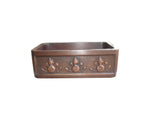 Load image into Gallery viewer, Copper Farmhouse Sink 3 Flower Front Apron
