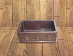 Load image into Gallery viewer, Copper Farmhouse Sink 3 Flower Front Apron
