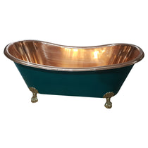 Copper Bathtub RAL 6004 Blue green Exterior & Brass Clawfoot Legs