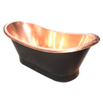 Load image into Gallery viewer, Roll Top Copper Bathtub Inside Polish Copper Outside Black

