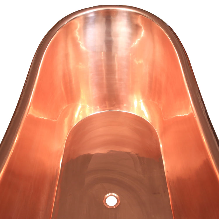 Roll Top Copper Bathtub Inside Polish Copper Outside Black
