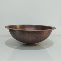 Round Hammered Copper Bowl Sink