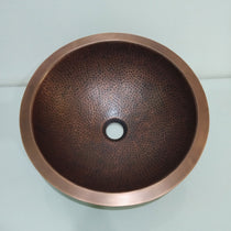 Round Hammered Copper Bowl Sink