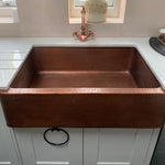 Load image into Gallery viewer, Single Bowl Copper Kitchen Sink Front Apron Hammered Antique Finish
