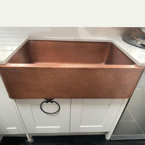 Single Bowl Copper Kitchen Sink Front Apron Hammered Antique Finish