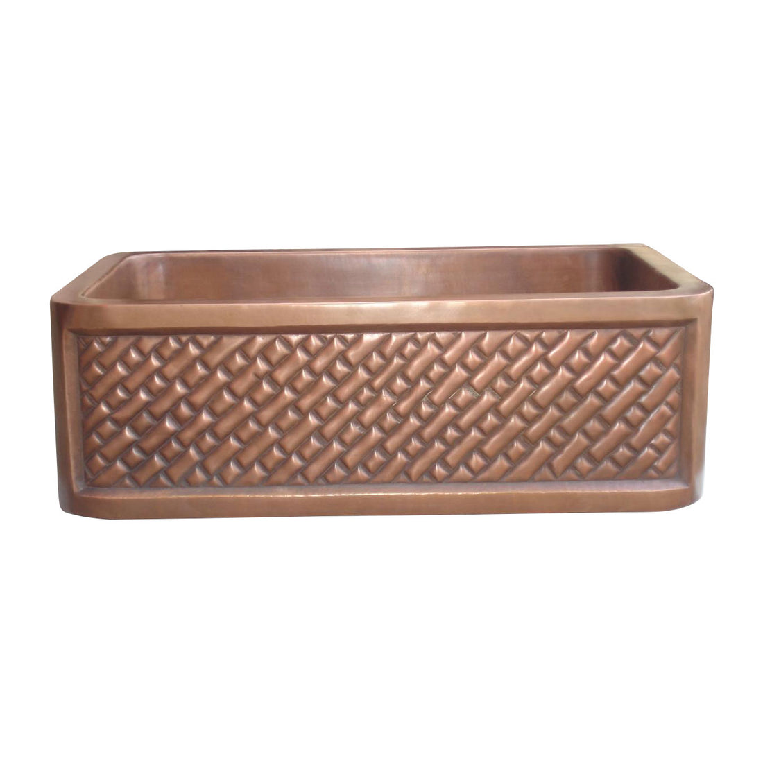 Single Bowl Diagonal Brick Front Apron Copper Kitchen Sink