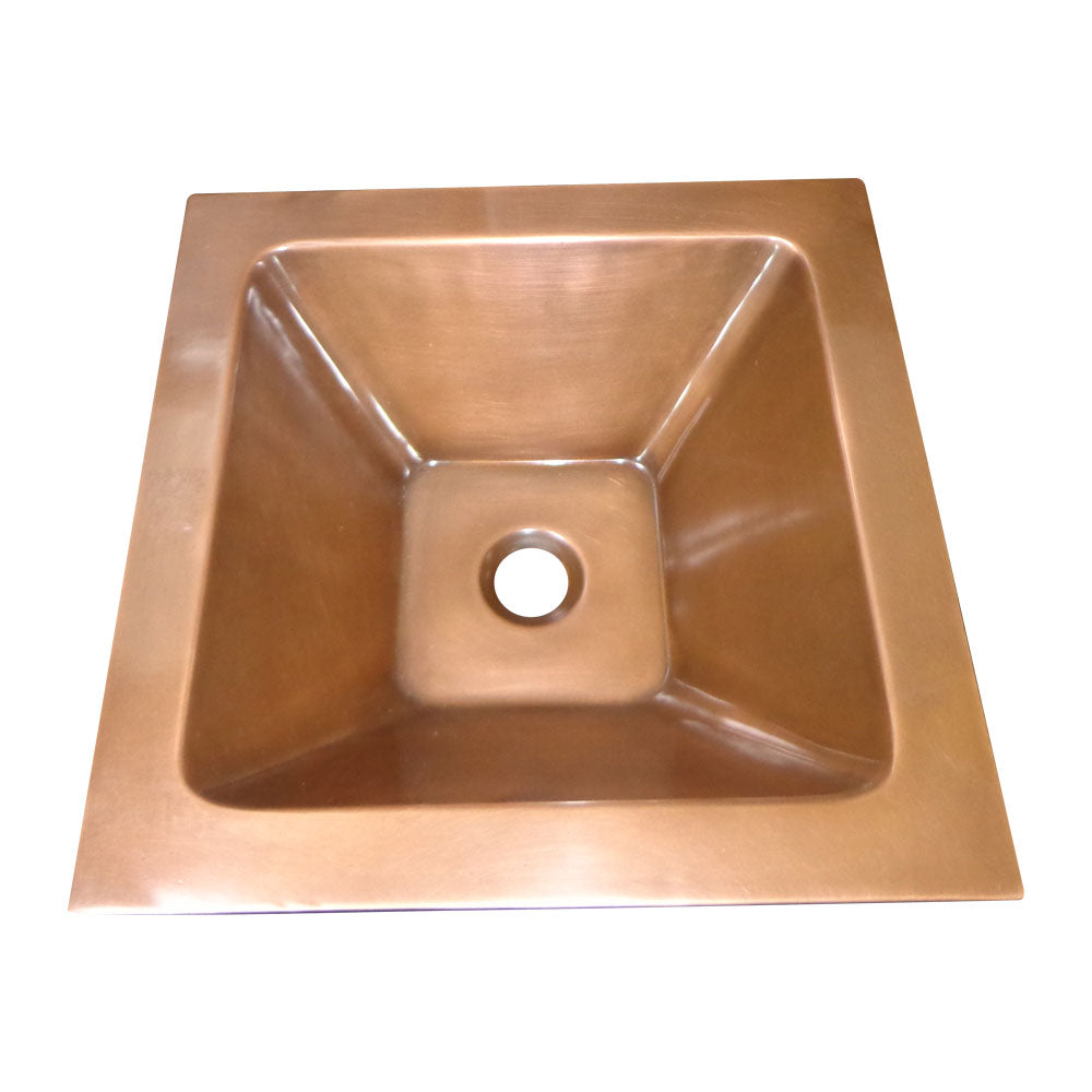 Square Double Wall Copper Sink Tapering Depth - Coppersmith Creations