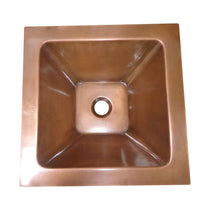 Square Double Wall Copper Sink Tapering Depth - Coppersmith Creations