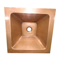 Square Double Wall Copper Sink Tapering Depth - Coppersmith Creations