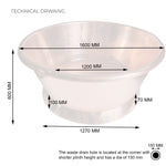 Load image into Gallery viewer, Round Copper Bathtub Shining Copper Finish Tech Drawing
