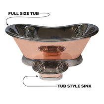 Copper Tub Style Sink Nickel Inside & on Base Copper Outside